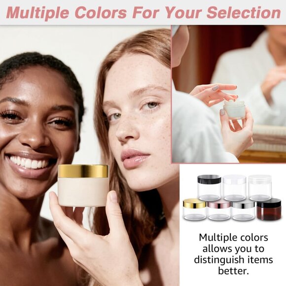 12 Pack 4 oz Plastic Cosmetic Containers With Rose Gold Lids Refillable Clear Em - Picture 5 of 7